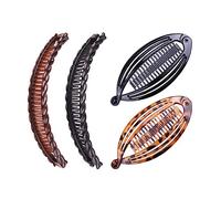 Nifocc Lot de 4 barrettes à cheveux en forme de queue de poisson - Pinces à cheveux longues avec dents extensibles - Pour femmes et filles - Marron et noir