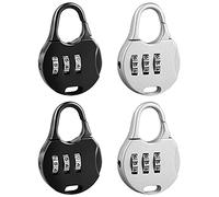 Nifocc Lot de 4 mini cadenas à combinaison réglables pour valise, sac à dos, sac de voyage, casiers, boîte à bijoux - Noir/argenté