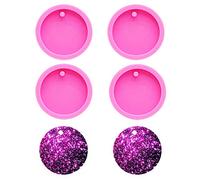 Nifocc Lot de 4 moules ronds en silicone avec trous pour porte-clés - Pour bricolage, bijoux, loisirs créatifs