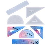 Nifocc Lot de 4 règles en résine - Moule en silicone - Rapporteur d'angle - Règle triangulaire - Moule en fonte pour bricolage, papier à lettre, bijoux, artisanat, cadeaux faits à la main