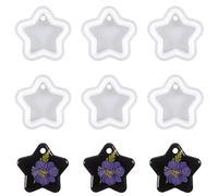 Nifocc Lot de 6 moules en Silicone en Forme d'étoile époxy à Cinq Branches - Porte-clés - Moule en Silicone - Moule en Cristal avec Trous pour Bricolage