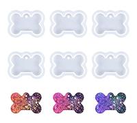 Nifocc Lot de 6 moules en silicone en forme d'os de chien - En résine époxy - Avec trous - Pour bricolage