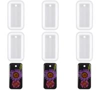 Nifocc Lot de 6 moules rectangulaires en silicone - Forme rectangulaire en résine époxy - Porte-clés - Moule en silicone - Moule en cristal avec trous pour bricolage - Style 2