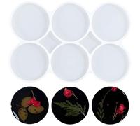 Nifocc Lot de 6 moules ronds en résine époxy - Moule en silicone - Porte-clés rond - Moule en silicone - Moule en cristal - Pour bricolage