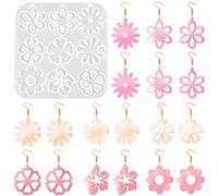Nifocc Lot de 9 moules en silicone pour résine époxy - Formes de fleurs pour pendentifs, colliers, boucles d'oreilles - Moules en résine pour création de bijoux - Forme de cristal pour DIY et loisirs