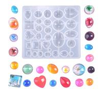 Nifocc Moule en Silicone pour Bijoux - Cabochon en Résine Époxy - Formes Ronde, Carrée, Ovale et Pierre Précieuse - Pour Bricolage Collier et Boucles d'Oreilles