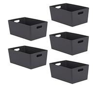 Niftii Lot de 5 paniers de rangement en plastique avec poignées robustes, design léger et durable, idéal pour la cuisine, la salle de bain et l'organisation du nettoyage, capacité de 3,9 L, 17 x 25 x