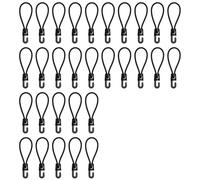 Nify 30 x 10cm Bungee Cords with Hooks, Black Elastic Loop Tie Downs for Tarpaulin and Tent, Compact Tarp Fasteners for Camping, Garden Covers, Gazebo Side Panels and Everyday Organisation
