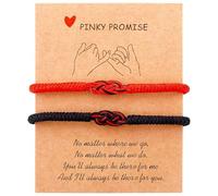 Nify Bracelet Duo Fil Rouge et Bracelet Corde Noir, Lot de 2 Bracelets Ajustables 15 à 25 cm, Nœud d’Éternité Entrelacé Rouge et Noir, Carte Cadeau Couple, Amis, Famille