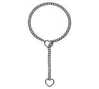 Nify Collier Chaîne Cœur Noir 62 cm, Pendentif Cœur Ajustable Style Lariat Symétrique, Chaîne Gourmette Unisexe pour Look Rock Gothique, Festival, Concert, Tenue Quotidienne, 1 Pièce