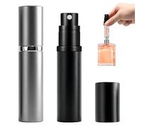 Nify Lot De 2 Vaporisateurs Parfum Voyage 5 ml Rechargeables - Bouteille Spray Vide Noir Et Argent, Contenant Parfum Rechargeable Pour Echantillon Parfum Vide Et Recharge Produit Voyage