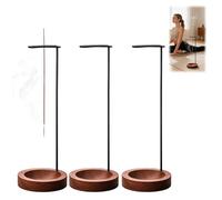 Nify Lot de 3 Incense Stick Holder en Bois Massif avec Clip Métal Noir, Porte-Encens Minimaliste à Base Creusée pour Cendres, Support Encens pour Méditation Yoga Salon Bureau