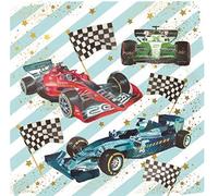 Nigel Quiney Carte d'anniversaire artistique pour homme - Formule 1 Voiture de course de F1 - Gamme Pizazz for Men - Finition dorée