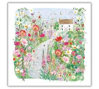Nigel Quiney Carte d'anniversaire ou toutes occasions - Joli motif floral jardin et maison - Finition aluminium - Intérieur vierge - Pour femme - Carte de vœux artistique