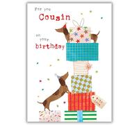 Nigel Quiney Carte d'anniversaire pour cousin - Motif teckel et cadeau - Jolie carte d'anniversaire pour femme