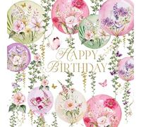 Nigel Quiney Carte d'anniversaire pour femme - Joli motif floral ballon - Finition aluminium - Carte de vœux d'anniversaire