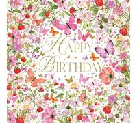 Nigel Quiney Carte d'anniversaire pour femme - Joli motif floral papillon - Finition aluminium - Carte de vœux d'anniversaire