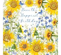 Nigel Quiney Carte d'anniversaire pour femme - Joli motif floral tournesol - Finition aluminium - Carte de vœux d'anniversaire
