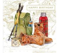 Nigel Quiney Carte d'anniversaire pour homme - Carte générale pour homme - Bottes de randonnée, carte et sac à dos avec finition en aluminium gaufré - Respectueux de l'environnement et recyclable