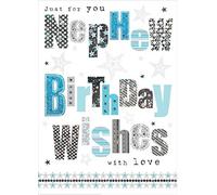 Nigel Quiney Carte d'anniversaire pour neveu (NQ-WR689) - Texte en aluminium - Finition métallisée