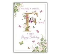 Nigel Quiney Carte d'anniversaire « Special Friend » pour femme/fille - Papillons et fleurs avec détails en aluminium - Respectueux de l'environnement et recyclable