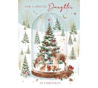Nigel Quiney Carte de Noël pour fille - Motif boule à neige festive - Finition aluminium - Carte de vœux de Noël artistique pour une fille spéciale