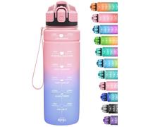 Niggeey Bouteille d'eau, 1L/700ML/500ML Gourde Reutilisable, Sport Gourde en Plastique Tritan sans BPA, avec Filtre et Marqueur de Temps, pour Enfant et Adultes, Maison et Extérieur