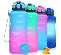 Niggeey Bouteille d'eau 2L, 1,5L, 1L, 700ML, 500ML Gourde Reutilisable, Sport Gourde en Plastique Tritan sans BPA, avec Filtre et Marqueur de Temps, pour Enfant et Adultes, Maison et Extérieur