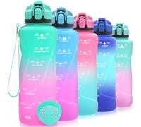 Niggeey Bouteille d'eau 2L, 1,5L, 1L, 700ML, 500ML Gourde Reutilisable, Sport Gourde en Plastique Tritan sans BPA, avec Filtre et Marqueur de Temps, pour Enfant et Adultes, Maison et Extérieur
