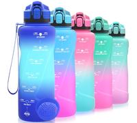Niggeey Bouteille d'eau 2L, 1,5L, 1L, 700ML, 500ML Gourde Reutilisable, Sport Gourde en Plastique Tritan sans BPA, avec Filtre et Marqueur de Temps, pour Enfant et Adultes, Maison et Extérieur