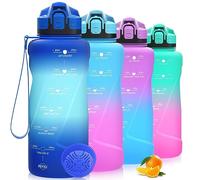 Niggeey Bouteille d'eau 2L, 1,5L, 1L, 700ML, 500ML Gourde Reutilisable, Sport Gourde en Plastique Tritan sans BPA, avec Filtre et Marqueur de Temps, pour Enfant et Adultes, Maison et Extérieur