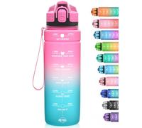 Niggeey Bouteille d'eau 2L, 1,5L, 1L, 700ML, 500ML Gourde Reutilisable, Sport Gourde en Plastique Tritan sans BPA, avec Filtre et Marqueur de Temps, pour Enfant et Adultes, Maison et Extérieur