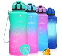 Niggeey Bouteille d'eau 2L, 1,5L, 1L, 700ML, 500ML Gourde Reutilisable, Sport Gourde en Plastique Tritan sans BPA, avec Filtre et Marqueur de Temps, pour Enfant et Adultes, Maison et Extérieur