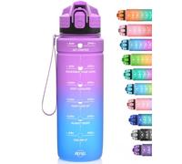 Niggeey Bouteille d'eau 2L, 1,5L, 1L, 700ML, 500ML Gourde Reutilisable, Sport Gourde en Plastique Tritan sans BPA, avec Filtre et Marqueur de Temps, pour Enfant et Adultes, Maison et Extérieur