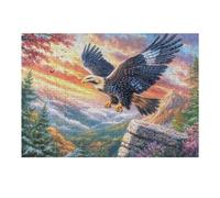 Night Aigle Volant dans Le Ciel 300 Pièces Puzzle Débutant en Carton Haute Densité Facile Apprentissage Anti-Stress Passe-Temps Cadeau Fête des Mères Haute Qualité 300 PCS
