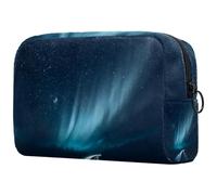 Night Aurora Scene Trousse à cosmétiques pour femme, trousse de toilette de voyage, grande pochette de maquillage pratique avec fermeture éclair, multicolore, 18.5x7.5x13cm/7.3x3x5.1in, Trousse de