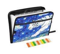 Night Big Cat Dossier extensible 13 poches avec étiquettes A4 Organiseur de documents avec fermeture éclair Bleu