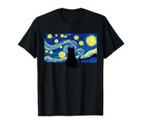 Night Cat Funny Parody Yarn Ball Fint Art Impressionist T-Shirt