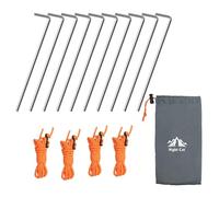 Night Cat piquets Tente Fer: Ultra légers Lot de 10 avec 4 cordages et Sac Accessoires Camping mobilier Ideal pour la Randonnee Le Trekking et Les activités en Plein air