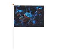 Night Charm Lot de 6 mini drapeaux durables de 14 x 21 cm sur bâtons pour extérieur, cour et jardin