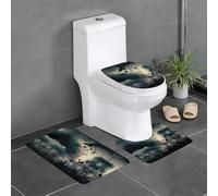 Night Crow Lot de 3 tapis de bain antidérapants en flanelle lavable et absorbant avec tapis de toilette