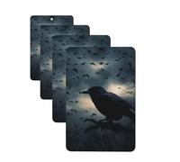 Night Crow Lot de 4 cartes parfumées à suspendre pour voiture, aromathérapie, armoire, salle de bain, voiture, miroir intérieur