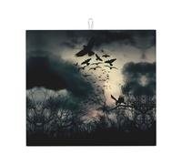 Night Crow Tapis de comptoir de cuisine pliable et absorbant 40,6 x 45,7 cm Cadeau de pendaison de crémaillère Convient pour la vaisselle et les petits appareils électroménagers