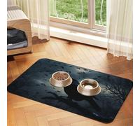 Night Crow Tapis de nourriture pour chien, 30,5 x 45,7 cm, antidérapant, super absorbant, passe au lave-vaisselle, pour nourriture et eau, joli tapis d'alimentation en caoutchouc à séchage rapide pour
