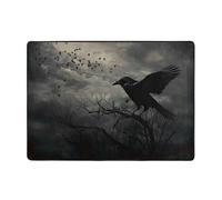 Night Crow Tapis en flanelle doux et anti-bruit pour chambre à coucher, salle à manger, bureau 203,2 x 147,3 cm