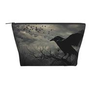 Night Crow Trousse de maquillage de voyage Trapèze Trousse de maquillage Trousse de toilette Organiseur pour femme, Noir , Taille unique, Trousse de maquillage