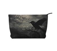 Night Crow Trousse de maquillage en velours côtelé pour voyage et usage quotidien, pochette élégante pour femme, Noir , Taille unique, Trousse de maquillage