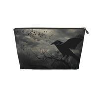 Night Crow Trousse de toilette en cuir avec fermeture éclair dorée pour femme et fille, doré, Taille unique, Trousse de toilette