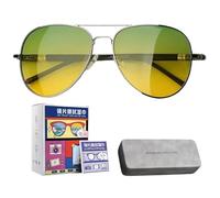 Night Driving Glasses - Metal PC 5.63x2.09 Pouces, Anti Glare Glasses, Polarized Yellow Lens | Reduced Eye Strain, Clear Night View, Polarized Driving Eyewear, Vision Goggles For Car Travel
