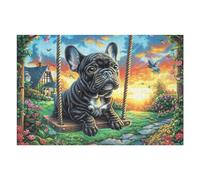 Night Forest Black Chien 1000 Pieces Casse-tête Personne Âgée en Carton Épais Haute Densité Facile Débutant Thérapie Occupationnelle Anti-Stress Petit Prix 1000 PCS/75x50cm